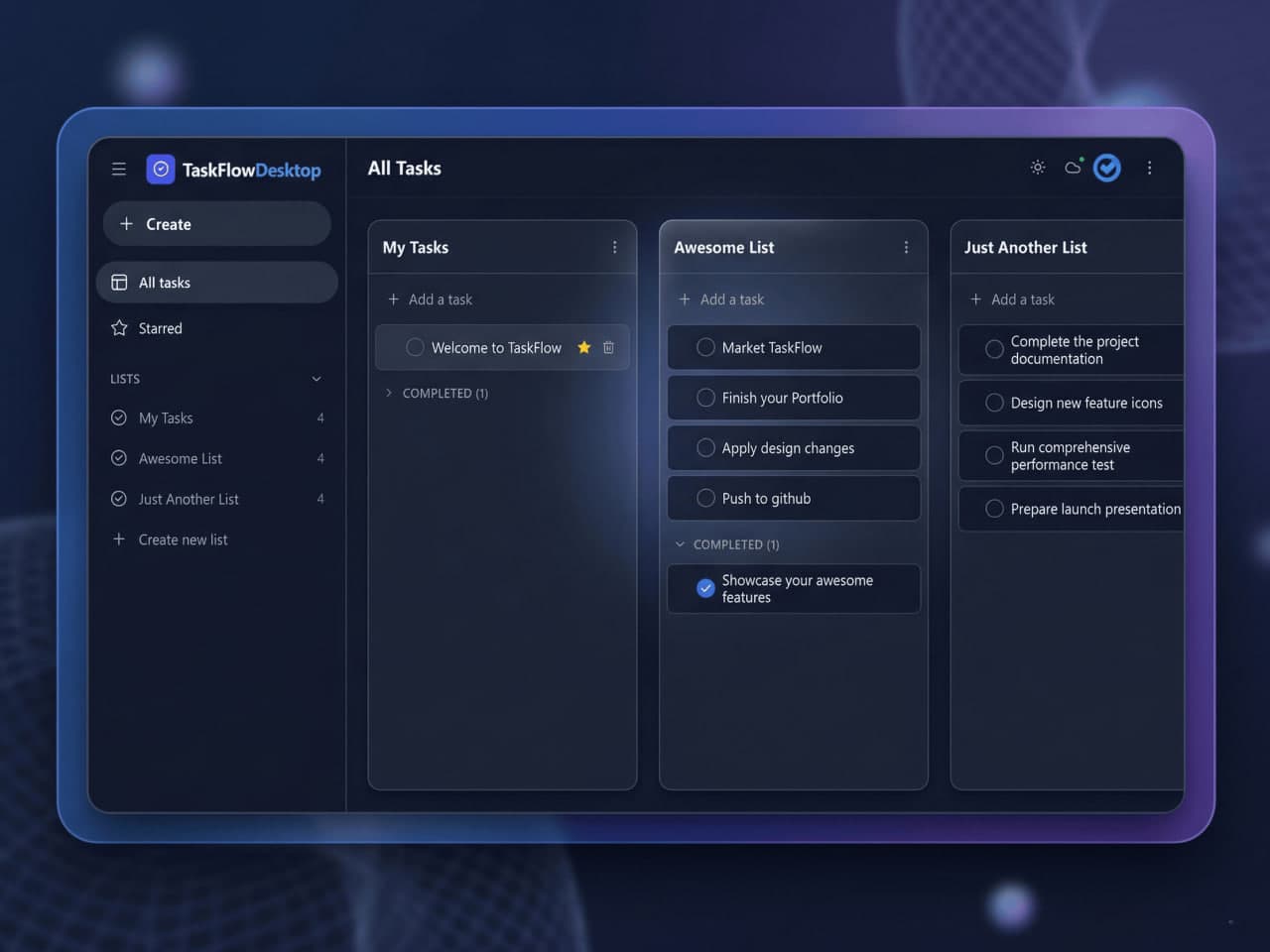 TaskFlow - Detailed interface view